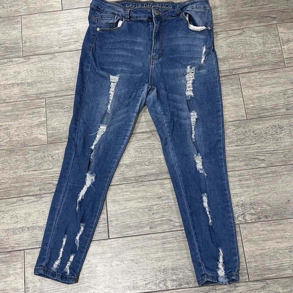 Blue‎ Republic Womens Distressed Skinny Blue Jeans Size 17 RN 143247